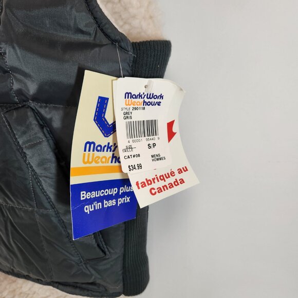 Vintage Marks Work Wearhouse Puffer Sherpa Vest Mens Small Gray NWT - Picture 4 of 10